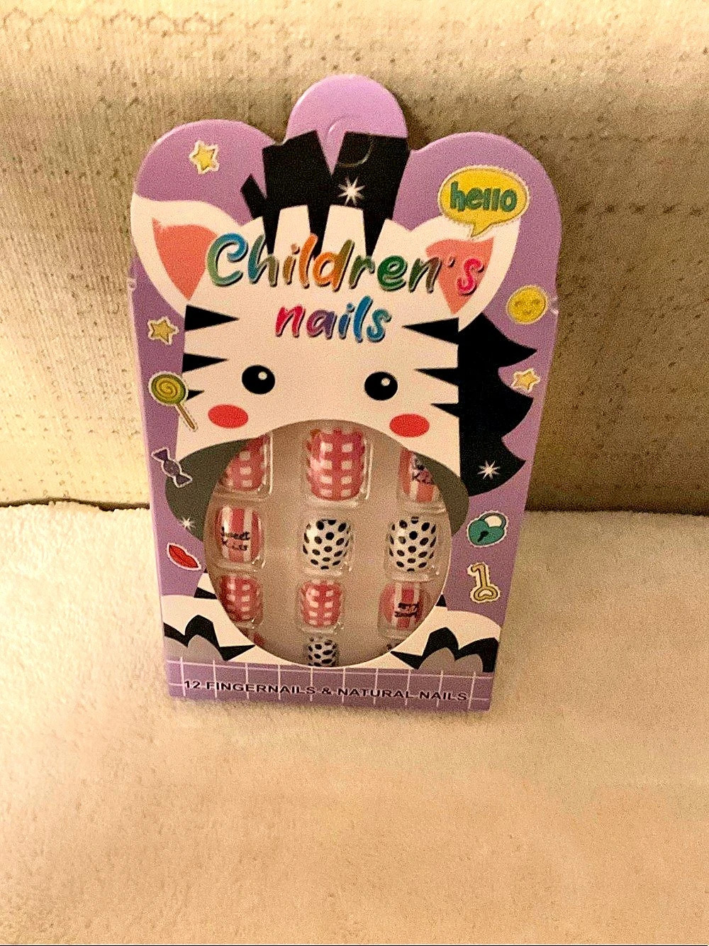 Children's Pink & Black Press-On Nails NWT